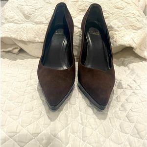 Women’s Stuart Weitzman brown suede kitten heel platforms